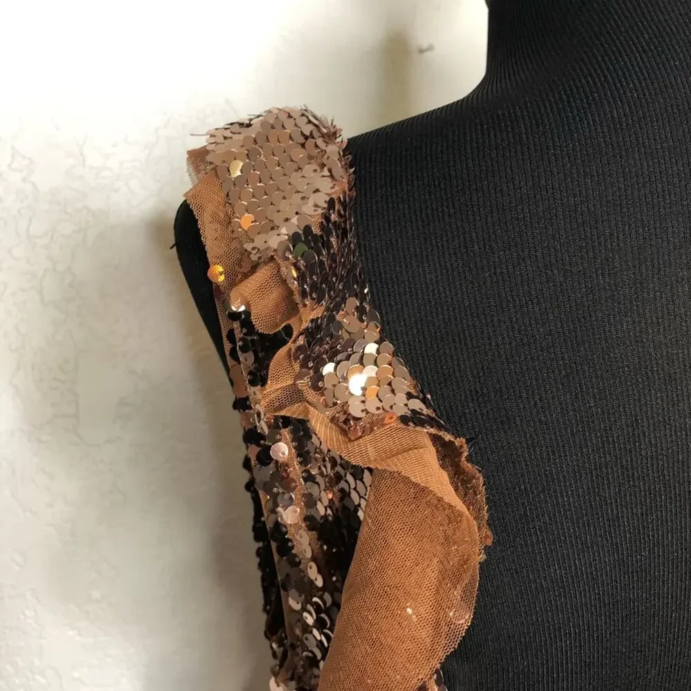 Free People copper bronze sequin open back dress size 4